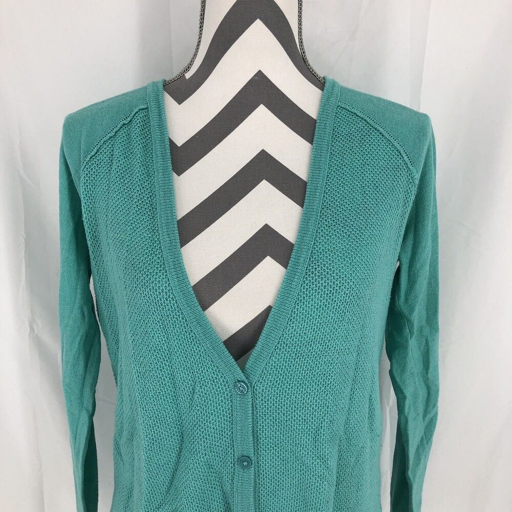 American Eagle Blue Knit Sweater Long Sleeve Button Up Cardigan Medium